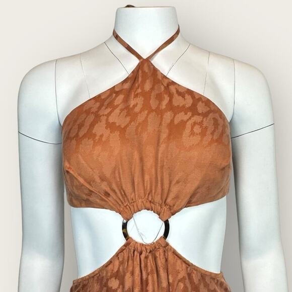 NWT | Rumer | Kenya Cut-out O-Ring Maxi Animal Print Dress | Brown | Small - Picture 15 of 15